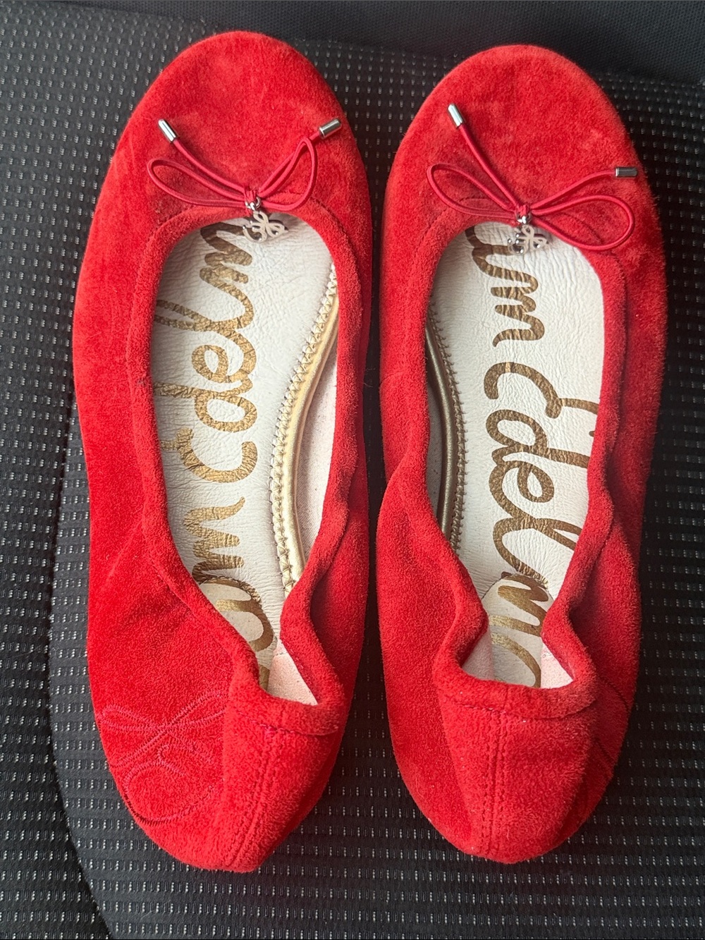 Sam Edelman Red Suede Bow Ballet Flats